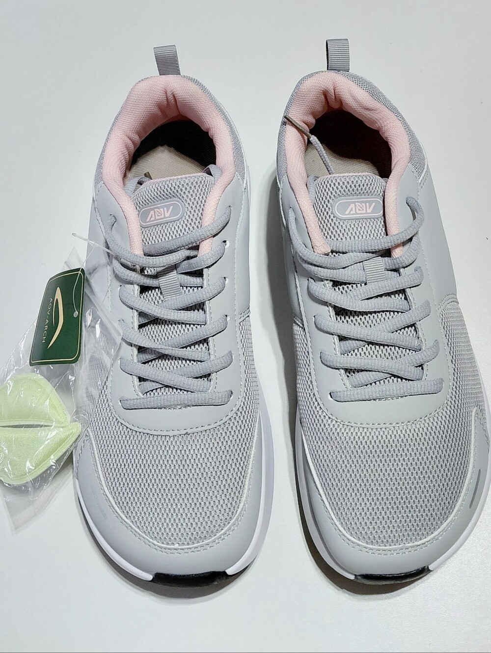 AOV Women's Wide Toe Box  Plantar Fasciitis  Gray & Pink Running Sneakers Size 8